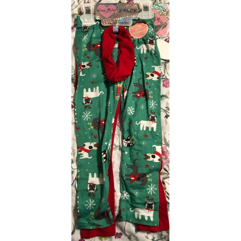 Girls Christmas Leggings and Hair Accessory Set Size 4T NWT B3